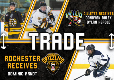 Grizzlies Acquire Dominic Arndt from Gillette Wild in Two-Player Deal