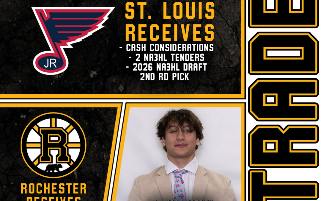 Rochester Grizzlies acquire St. Louis Jr. Blues’ top scorer, Jace Jordan in blockbuster trade