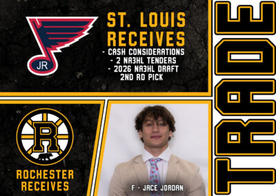 Rochester Grizzlies acquire St. Louis Jr. Blues’ top scorer, Jace Jordan in blockbuster trade