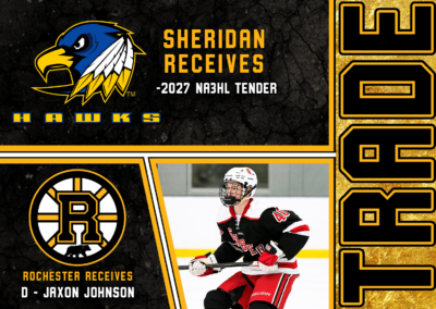 Rochester acquires Jaxon Johnson from Sheridan